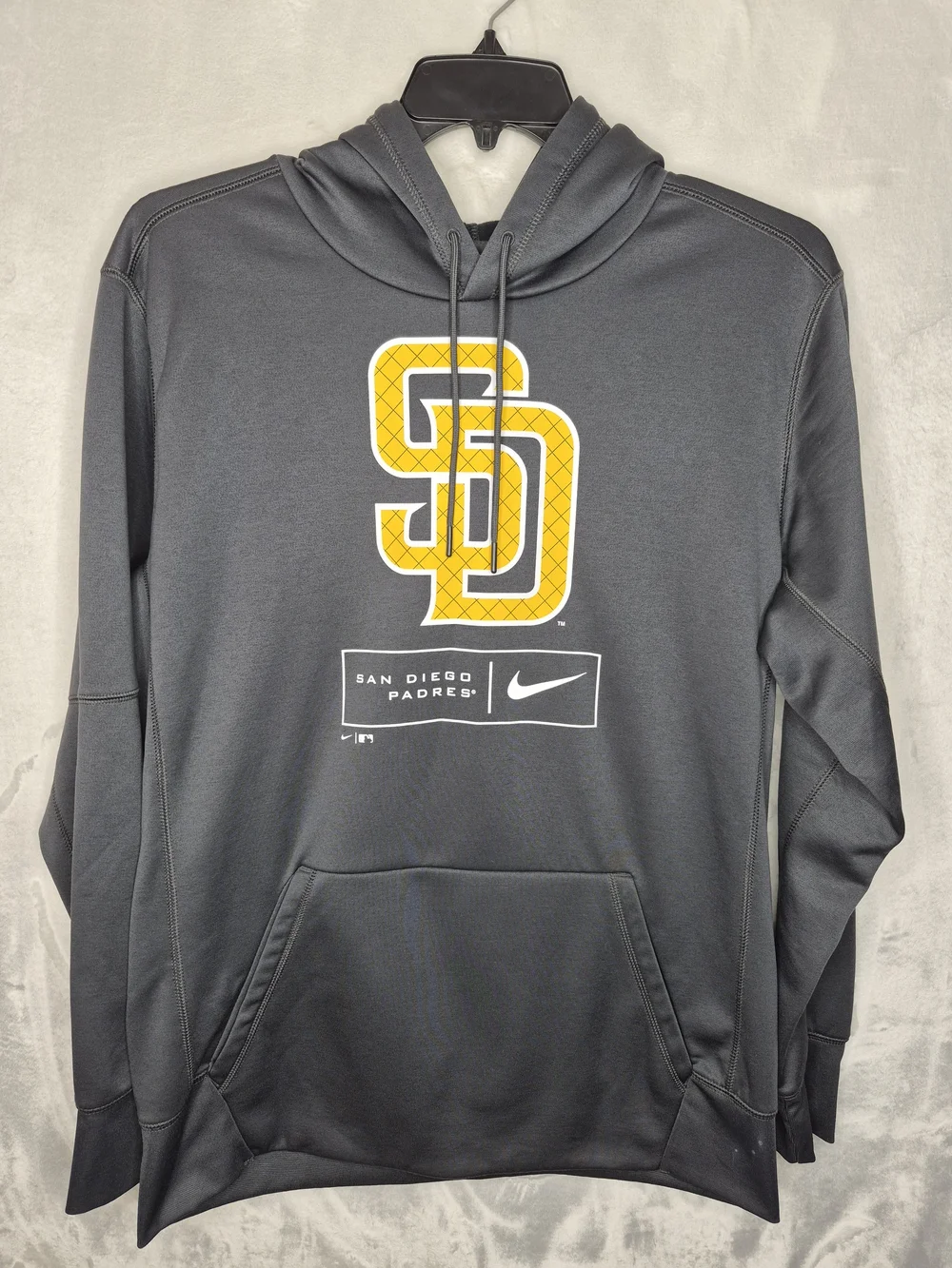 Nike MLB San Diego Padres Therma Fleece Hoodie Gray Yellow Mens Size Large